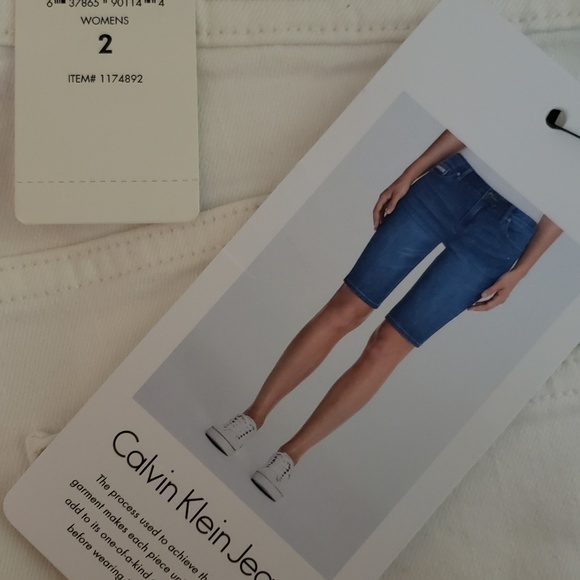 Calvin Klein Jeans White Denim Bermuda Shorts - Picture 4 of 4